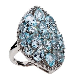 Sterling Silver 5.51ct Blue Topaz Shield Ring-SZ 9